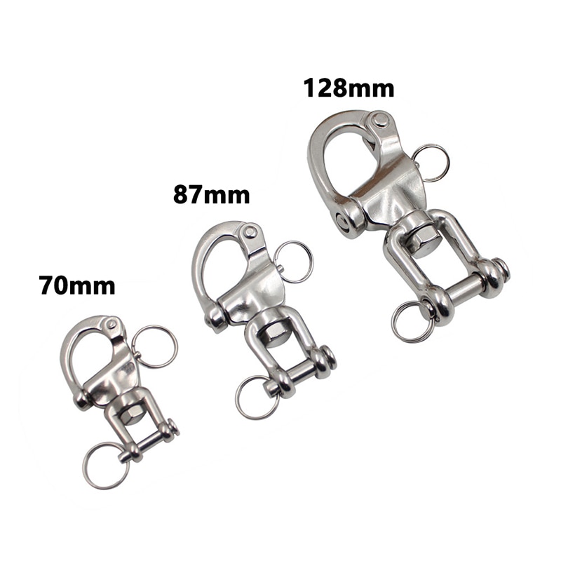 1/4 pcs 70/87/128mm 316 Snap Swivel Stainless Steel Shackle Marine Boat Sail Hardware Heavy duty high strength Snap shackle hook
