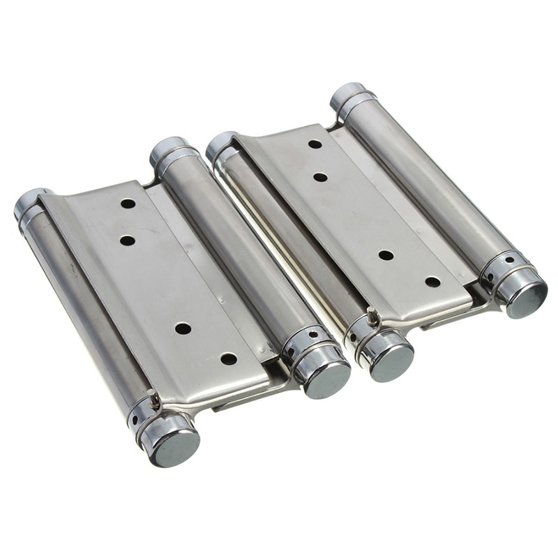 1 Pair Cafe Saloon Door Swing Self Closing Double Action Spring Hinge Silver 3inch / 76mm Universal Hinge for Bedroom