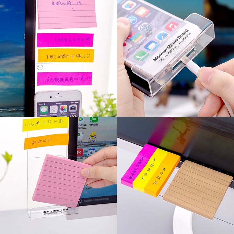 Computer Display Screen Sticker Practical Acrylic Adhesive Notes Phone Holder Multifunction Message Board Home Office Storage