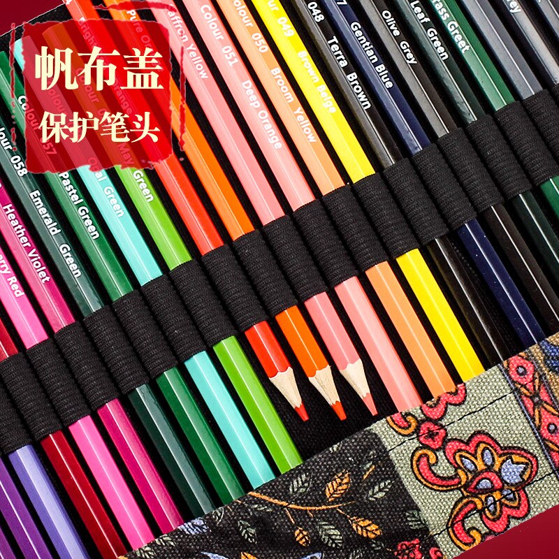 Premium Kunstenaar Kleurpotlood 72Pcs Kleur Potlood Set Handgemaakte Canvas Potlood Wrap Extra Accessoires Inbegrepen Potloden