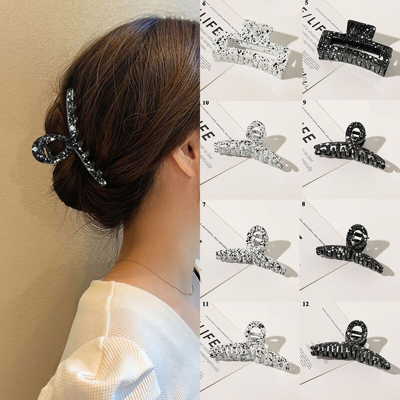 Melk Koe Kleur Geometrische Grote Haar Klauwen Vrouwen Meisjes Vintage Hollow Acryl Haarspelden Acetaat Haar Clips Krab Haar Accessoires