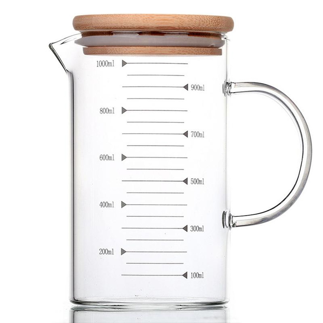 Verre borosilicaté, tasse de mesure en verre, résistant à la chaleur, 33.81oz, bécher Transparent, café, lait, micro-ondes