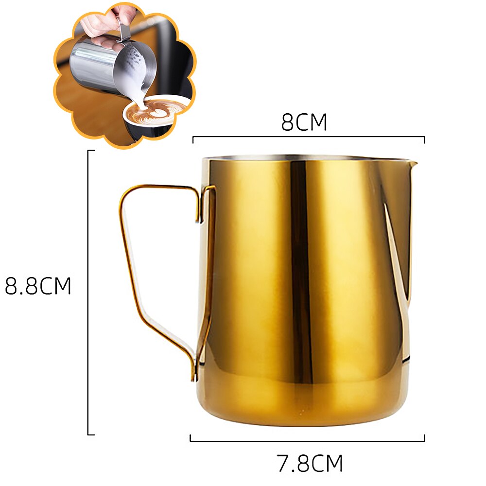 kitchen Home Coffee Milk Pitcher 350ml Stainless Steel Latte Art Frothing Jug Supplies Cappuccino Espresso With Scale Frother: I