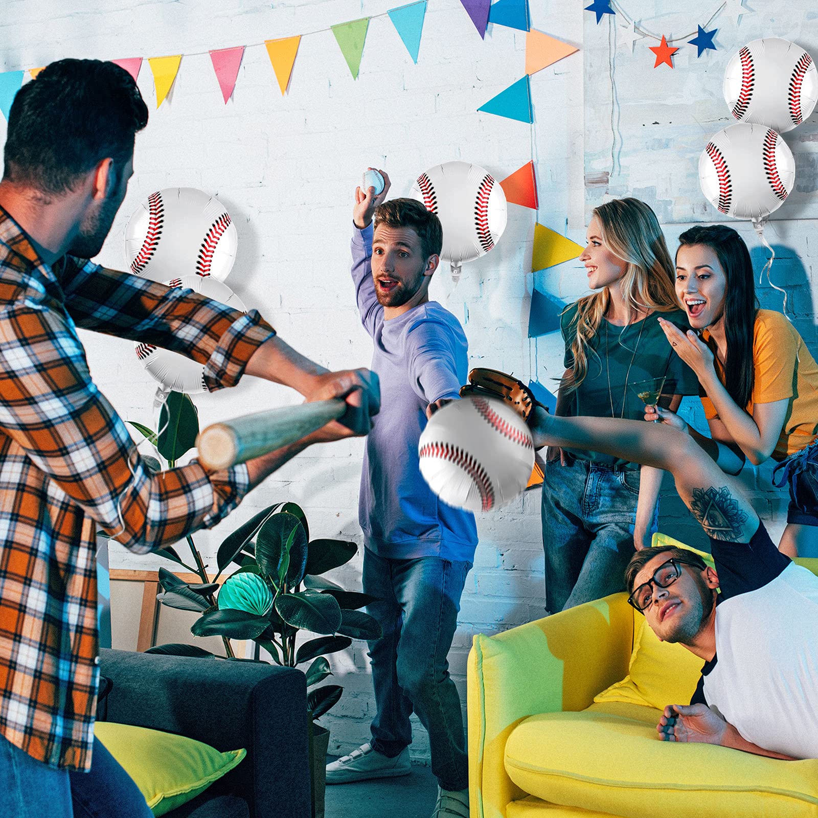 4/8/12 Uds. Globos de aluminio de béisbol de 18 pulgadas suministros para fiestas temáticas de béisbol decoraciones deportivas para fiestas de cumpleaños para niños