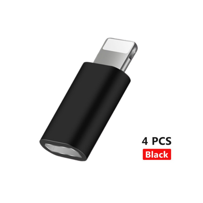 ¡! ACCEZZ Mini OTG adaptador Micro USB para iPhone 11 Pro Max X XS 8 7 Plus OTG adaptador Micro USB iluminación convertidor macho: Black 4PC