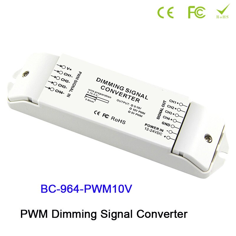 DC12V-DC24V Led Pwm Dimmen Signaal Converter 0-10V Analoge Signa * 4CH /5V Pwm * 4CH/10V Pwm * 4CH Uitgang Pwm Dimmen Signaal Controller