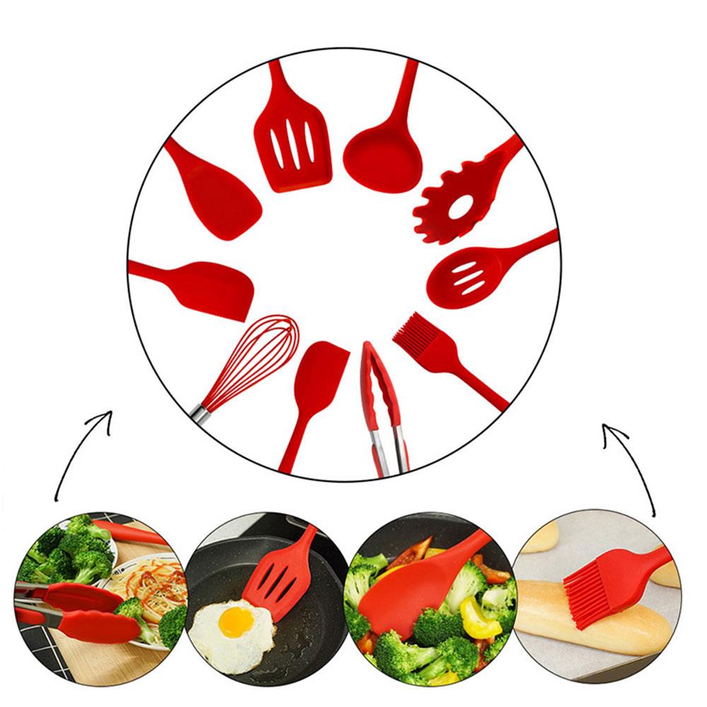 Spoon Black Food Grade Practical Red Durable Kitchenware Slotted Turner Cookware Set Ladle Non-Stick Pan Spatula Colour