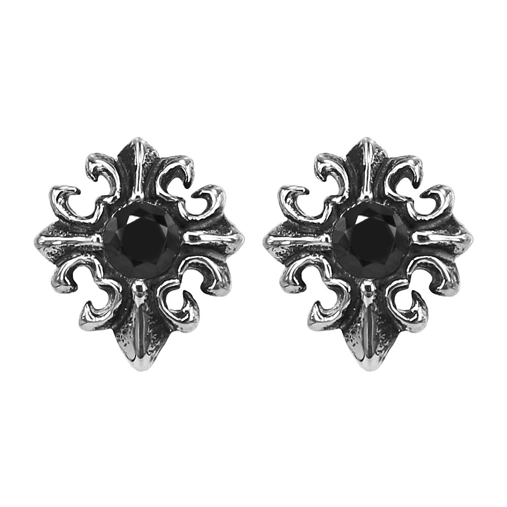 ZS 1 Pair Punk Skull Studs Earrings for Men Hip Pop 316L Stainless Steel Earring Stud Boys&#39; Rock Roll K Pop Ear Piercing Jewelry: ED726SRBK-11