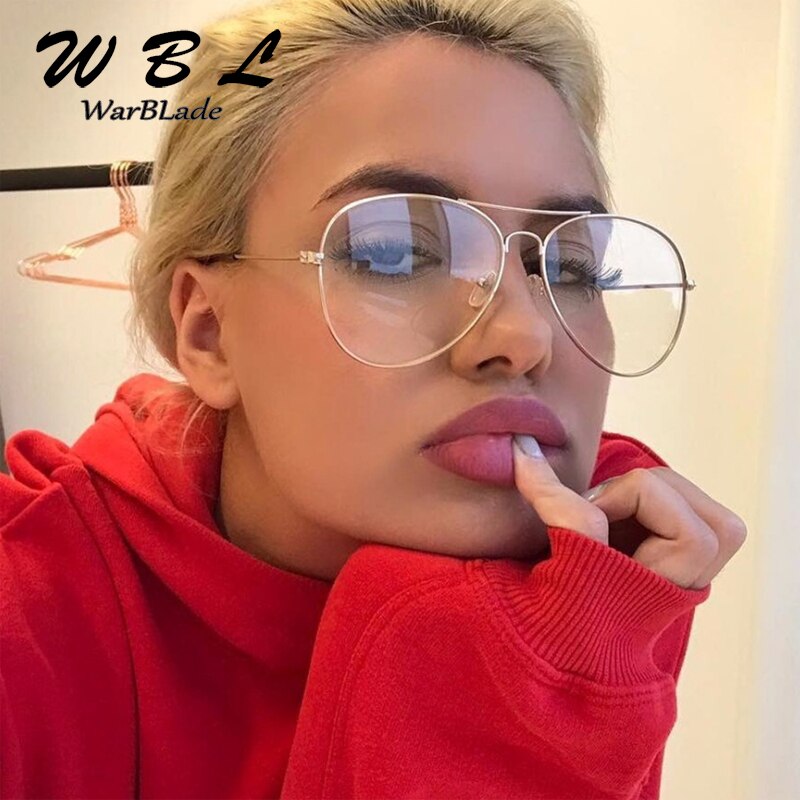 WarBLade Vintage Luxury Reading Glasses Frames Brand Clear Lens Glasses Frame Women Oversize Gold Eyewear Men Pilot Spectacle