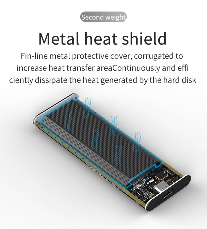 PCIE M.2 NVME SSD Enclosure Support M Key Type C USB3.1 2240/2280 SSD Case Full Aluminum External Box for Solid disk