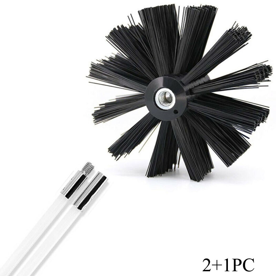 Chimney Sweeping Cleaner Brush Set Flue Cleaning System Fireplace Tool Kit + 2 Rods 600*10mm Flexible Connection Cleaning Set