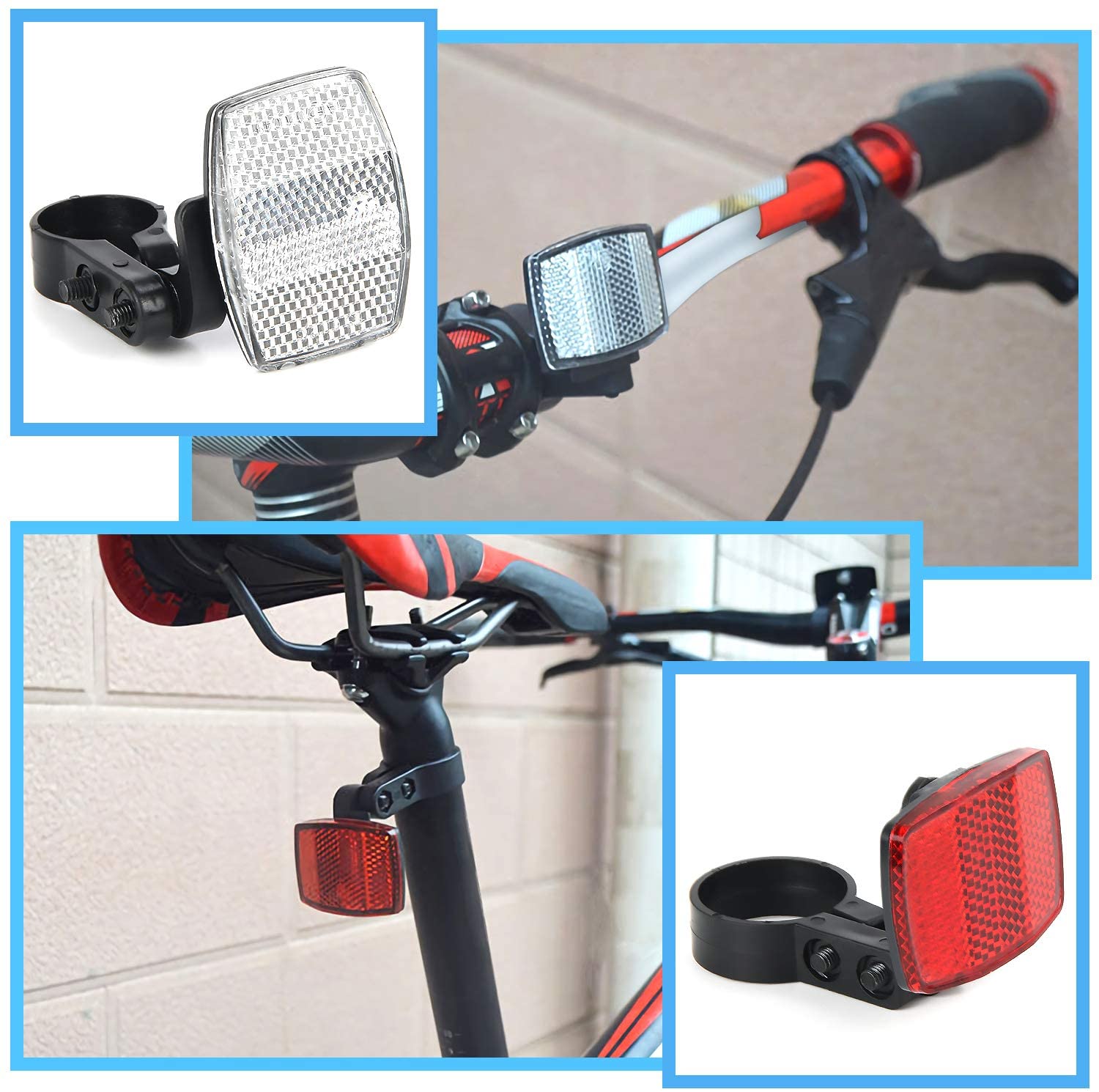 Front and Rear Reflectors Kit Cycling Bike Reflector Kit Bicycle Wheel Spoke Reflectors Bike Safety Warning Reflector