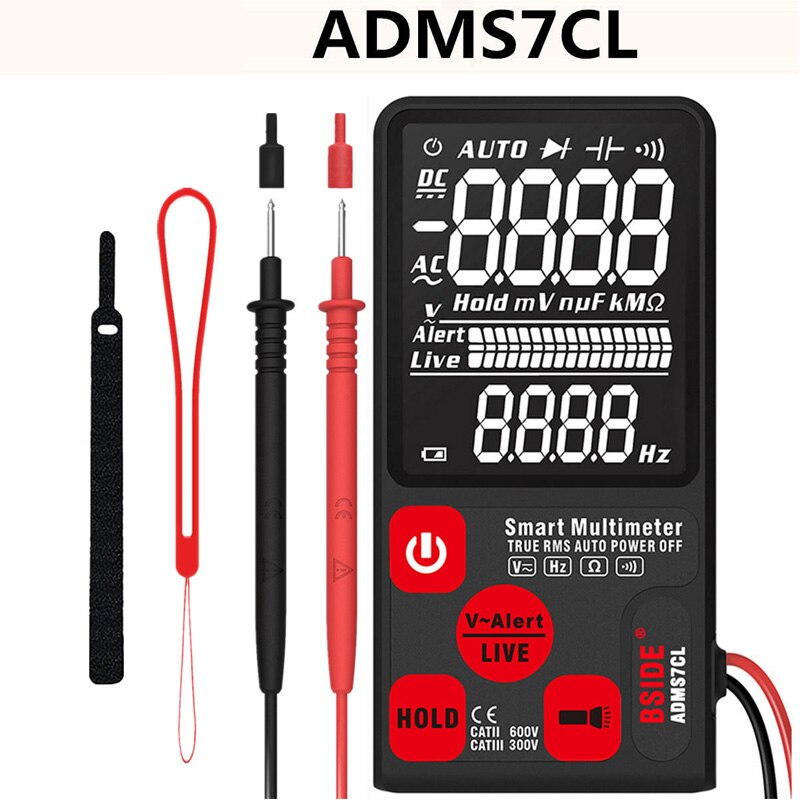 Newdigital multimeter true rms auto range lcd automatisk smarte multimetere spenning ammeter tester: Adms 7cl