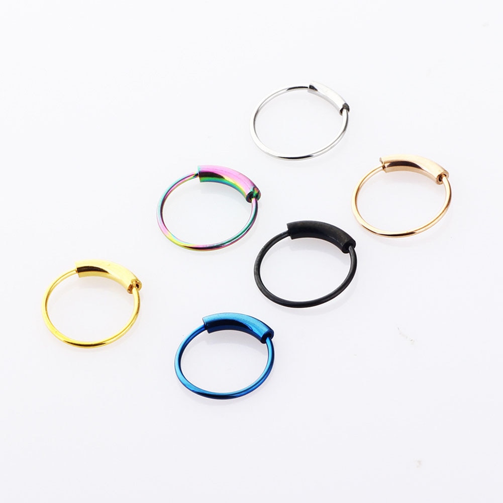 1pc 22g 6/8/10mm Stahl Klapp Clicker kreis ring Piercing Nase Ring Hoop Lip ohr Ring Körper Schmuck Piercing Clip