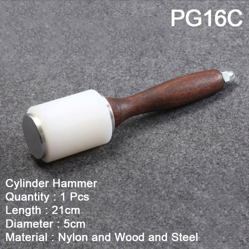 Lederen Staming Set Lederen Craft Carving Gereedschap Voor Leer Afdrukken Snijmes/Hamer/Lederen Draaibare Mes/Tool opbergdoos: Cylinder Hammer