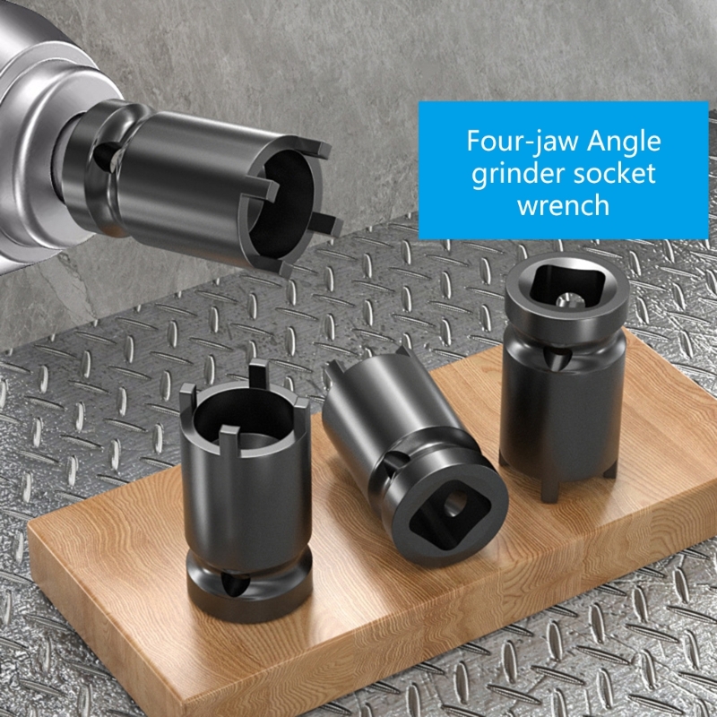 Multifunction Angle Grinder Socket Electric Wrench 4 Pronged Spanner for Quick Flange Nut Removal Power Tool Maintenance