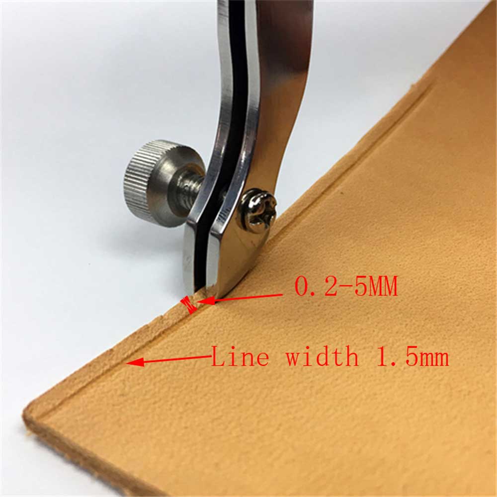 Cortador de bordes de cuero ajustable, herramienta de línea de hilo de coser, fabricantes de cinturones, herramientas artesanales de cuero de acero inoxidable de: 1.5mm