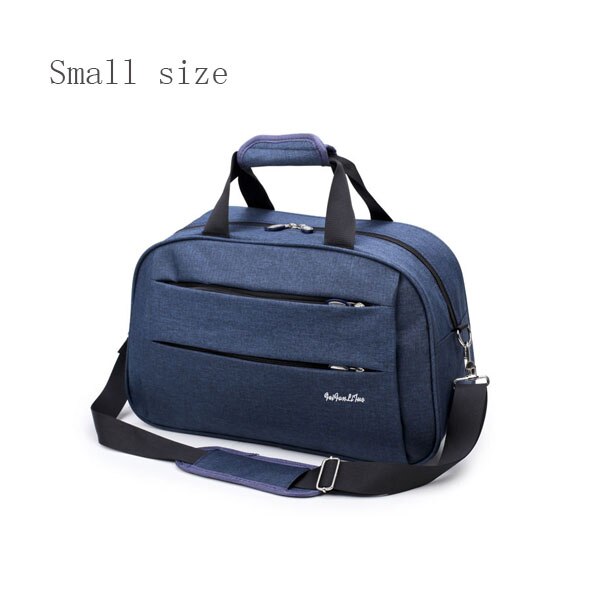 Luggage travel bags Waterproof canvas men women big bag on wheels man shoulder duffel Bag Black Blue carry on cabin luggage ZL32: blue small