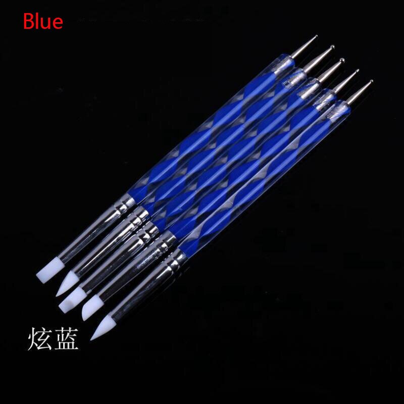 5Pcs Dubbele Nagel Punt Boor Pen van Spiraal Staaf Punt Puntjes Gereedschap Nail Art Schilderen Pen Nagels Accessoires Set