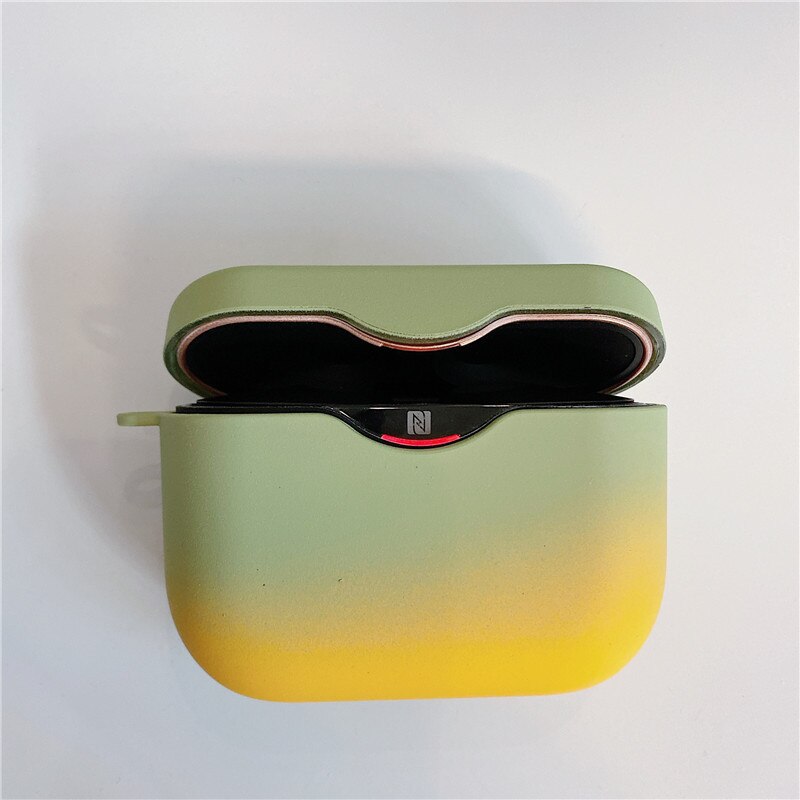 Earphone Case For SONY WF-1000XM3 Gradient Color Headset Protective Case Wireless Bluetooth Headset Accessories Charging Box: Green yellow