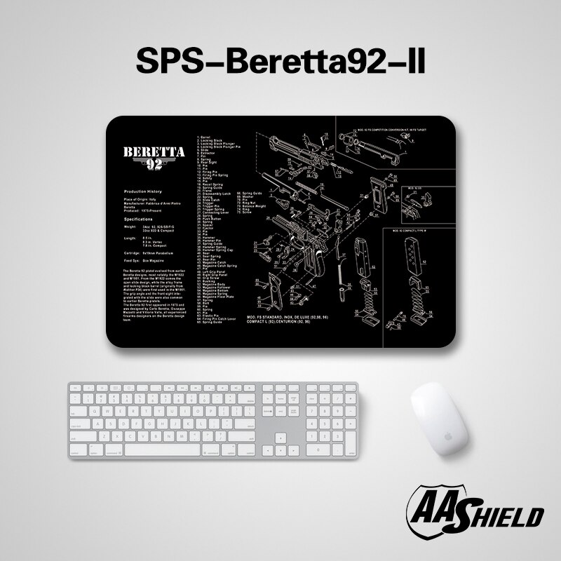 Aa skjold gummibase mikrofibercover musemåtte pistolen billeddiagram udskrivning af flere mønstre 43*28cm del 1