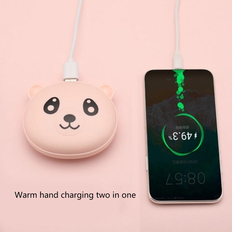 Cute Cartoon Panda Bear Winter Mini Hand Warmer 2 In 1 3600mAh Rechargeable Pocket Mobile Power Bank Reusable Electric U1JE