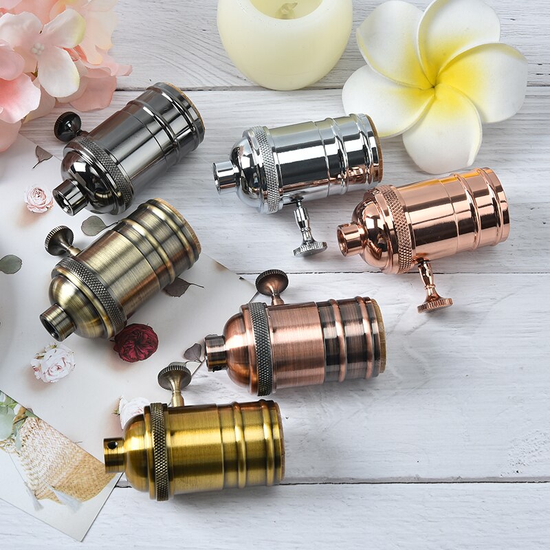 Industrielle retro anheng beslag glans lampeholdere armatur vintage lampe sokkel  e27 skrue pære base aluminium lampeholder