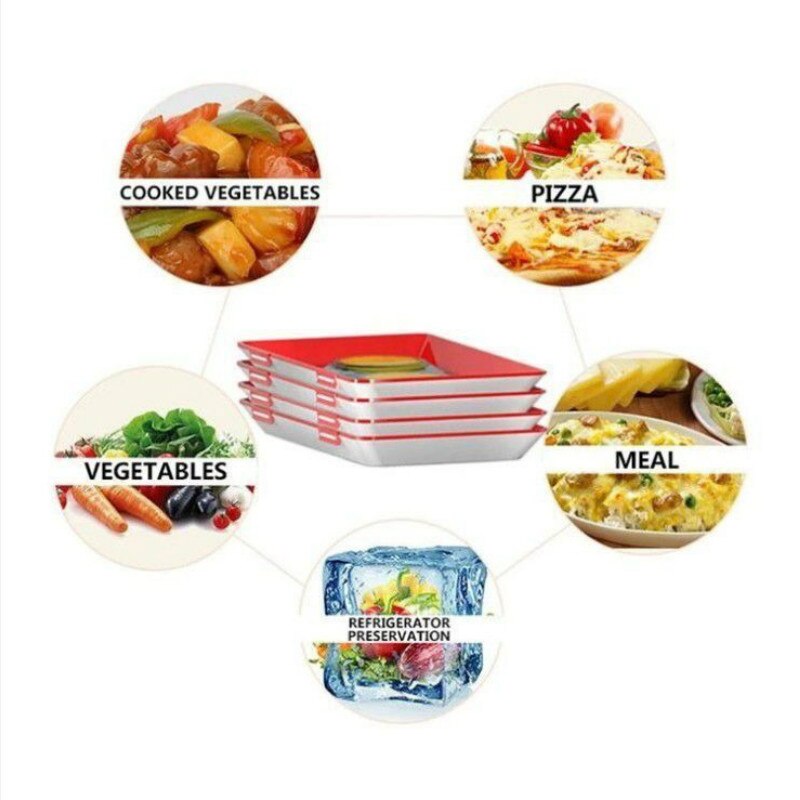 Food Storage Tray, Plastic Food Organizer, Container Set, Fresh Food Serving Tray, Refrigerator, Kitchen Dishes WJ814