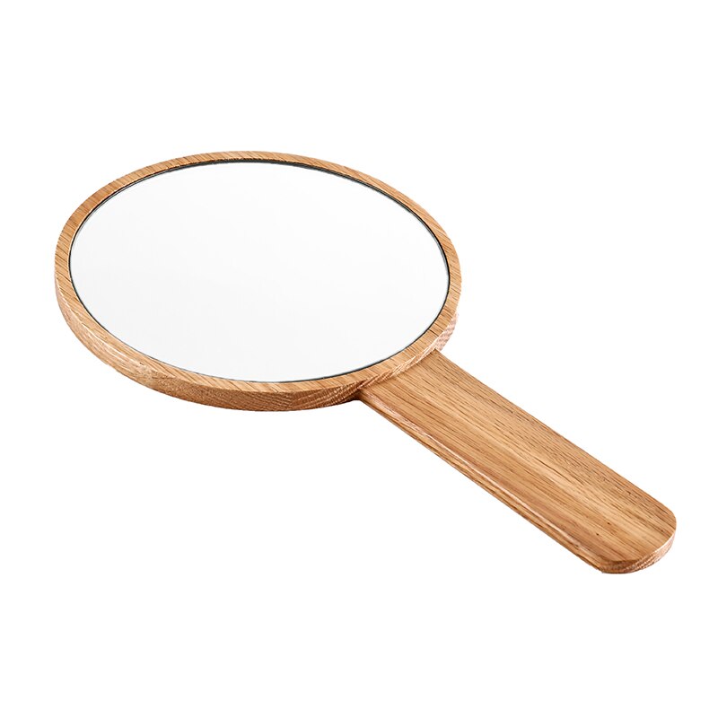 Eiken Massief Hout High Definition Cosmetische Spiegel. Vrouwen Draagbare Make-Up Spiegel. Eenvoudige Stijl Vrouwen Hand-Held Schoonheid Spiegel.: Light oak