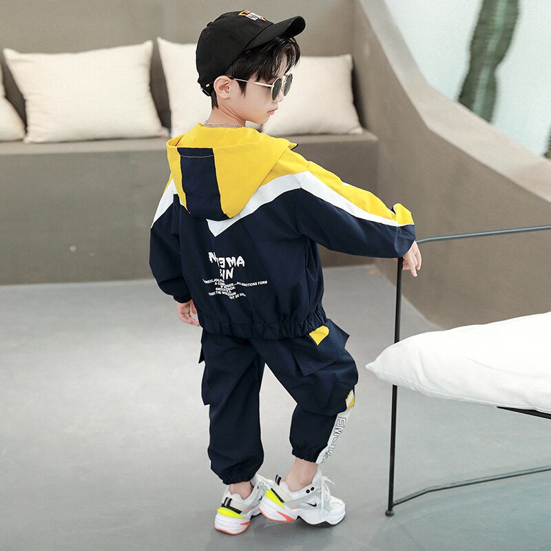 Teenager drenge tøjsæt efterår afslappet børnetøj drenge sportsdragt til børn brevtryk drenge outfits 10 12 år