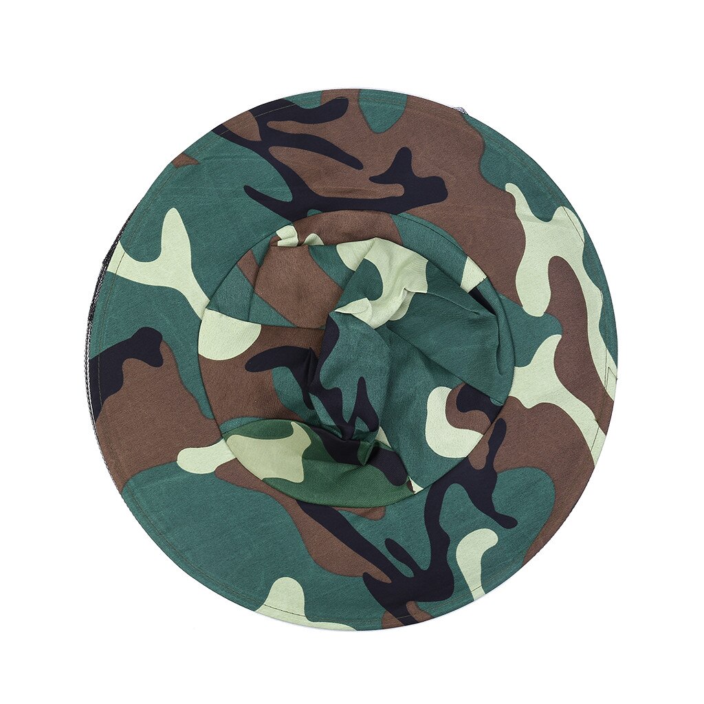 Mounchain Camouflage apiculture Anti-moustique abeille Bug insecte mouche masque chapeau tête filet maille Protection du visage pêche en plein air # R5