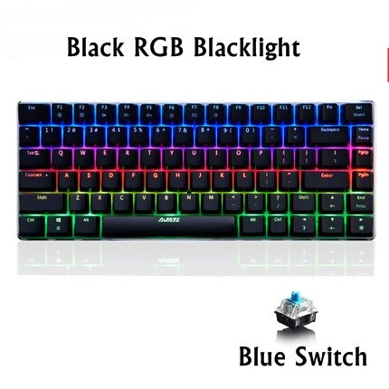 Ajazz AK33 82 clé alliage panneau USB filaire rétro-éclairage mécanique jeu clavier bleu/noir axe avec câble détachable: OPTION 8