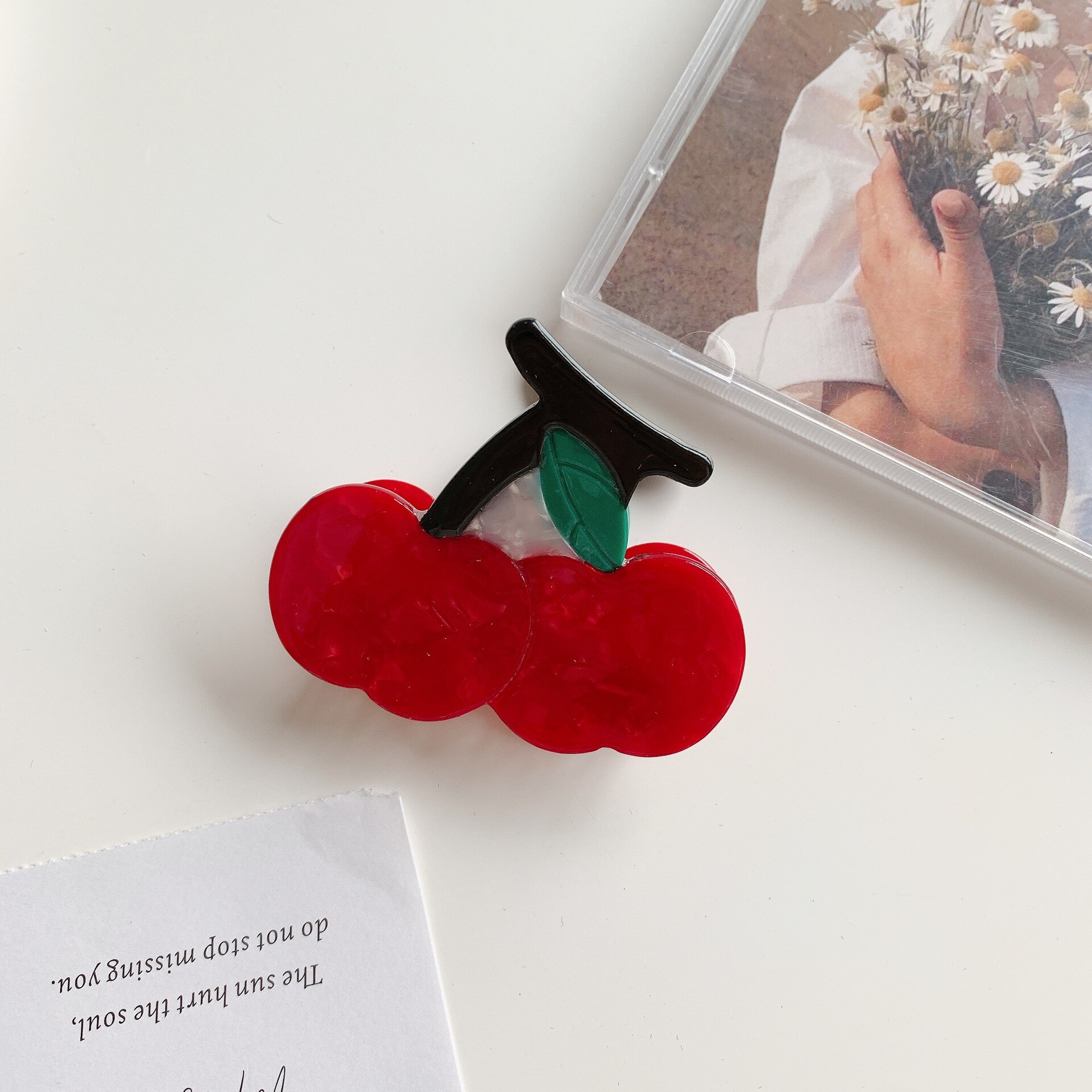 Nowy projekt wysokiej jakości geometryczna klamra do włosów słodkie słodkie kolory złe oko słońce róża kwiat hibiskus Cherry pazur klip dla kobiety: B