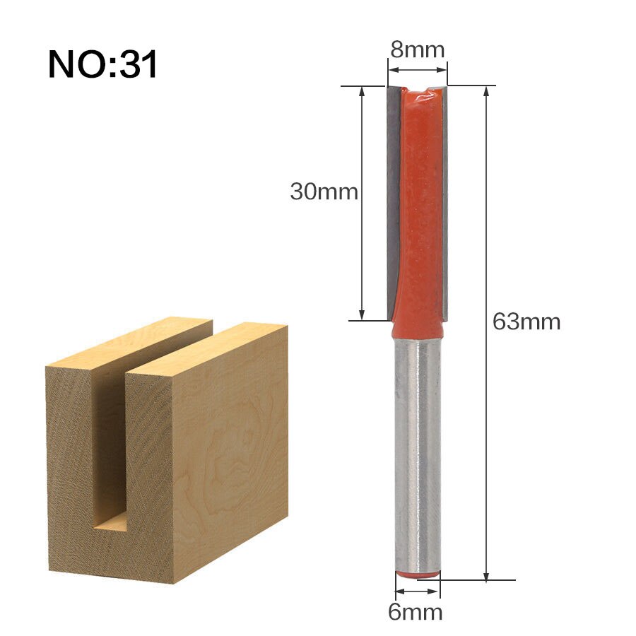1 pc 6mm Schacht Klassieke Hoek Ronde Inham Doos Frezen C3 Carbide Reiniging Flush Trim Hout Router Bit straight End Mills: NO 31