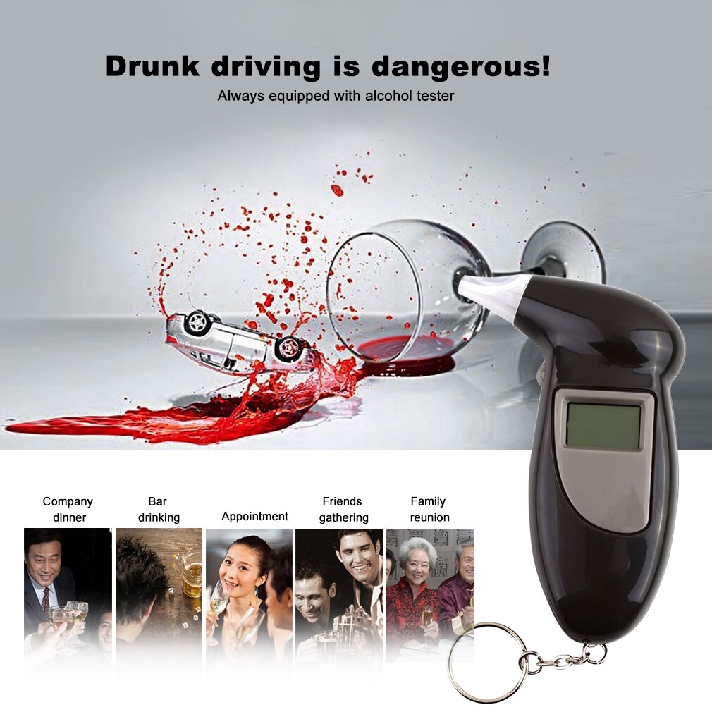 LCD Display Digital Alcohol Tester Police Alert Breath Alcohol Tester Device Breathalyzer Analyzer Detector Test