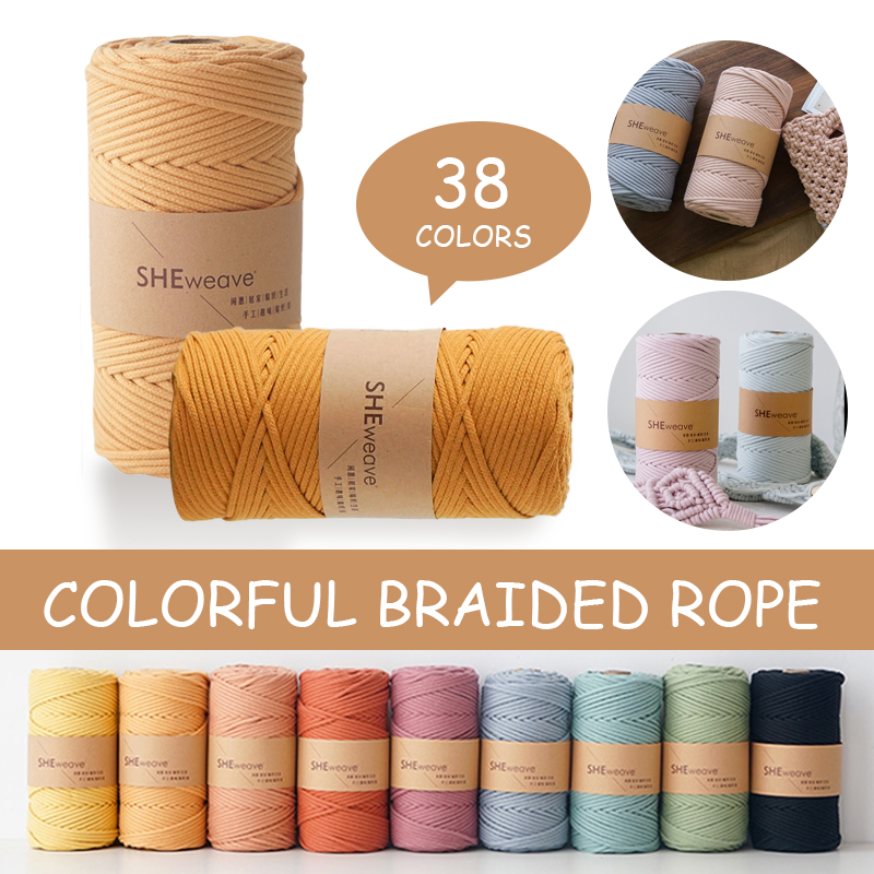 Cuerda de hilo de colores para manualidades, cordón de macramé de algodón trenzado de 3mm, para decoración del hogar y boda, DIY, 100M
