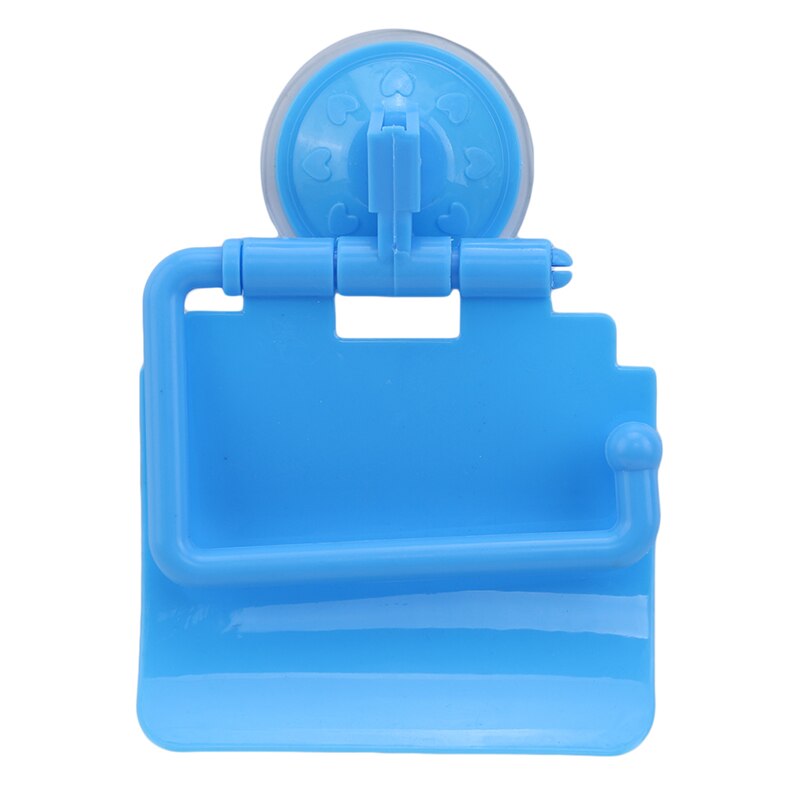 1Pcs Wall Mounted Suction Cup Toilet Tissue Holder Roll Papers Stand Storage Dispensers with Cover Bathroom Accessories: blue