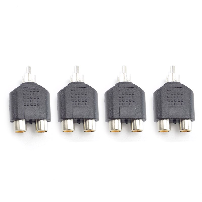 4pcs RCA Connector Y Splitter 1 Male to 2 Female Adapter AV Jack Plug Double Audio Video Converter CCTV Camera Security System: black