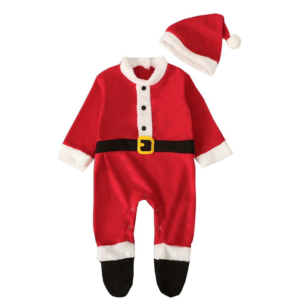 Weihnachten Santa Neue Geboren Baby Kleidung Jungen Langarm Baumwolle Strampler Weihnachten Hut Kleinkind Jungen Casual Weihnachten Overall Hause Pyjamas: 3M