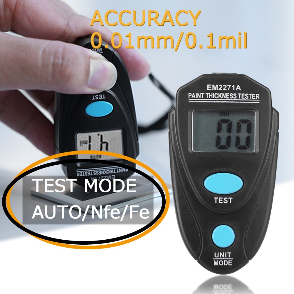 Em2271 mini tjocklek mätinstrument elektroniska bredd mätinstrument bil målar tjocklek mätare målarbeläggning tjocklek testverktyg