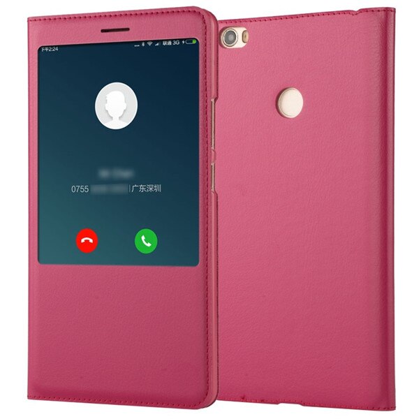 Luxury Leather Flip Phone Case Cover for Xiaomi Mi Max Max2 Max 3 Coque Mobile Phone Shell Funda with Front Open Window View: for Mi Max3 / Red