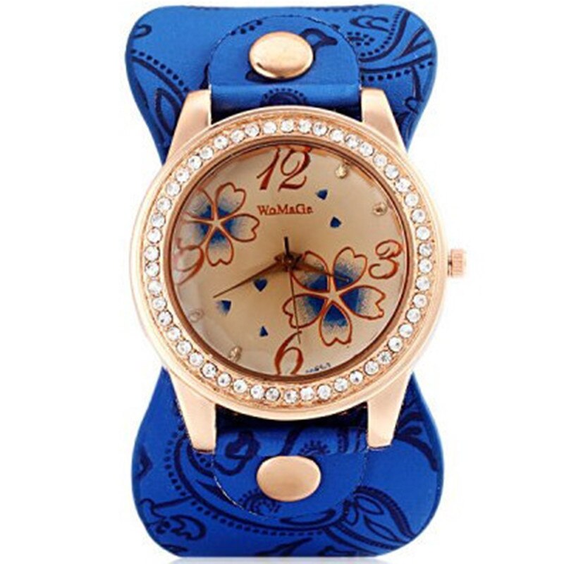 Vrouw Horloge Womage Horloge Crystal Vrouwen Horloges Oversize Dial Quartz Horloges Relogio Feminino Montres Femme Dames Horloge: 9066blue