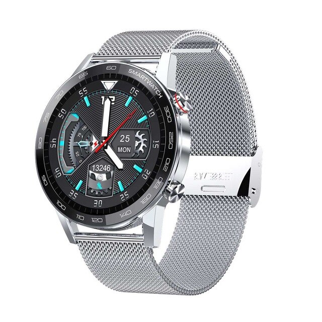 Opaska Smart Microwear L16 - Wodoodporna IP68, Monitor Tętna i Ciśnienia Krwi, Tracker Aktywności: Srebrna stal