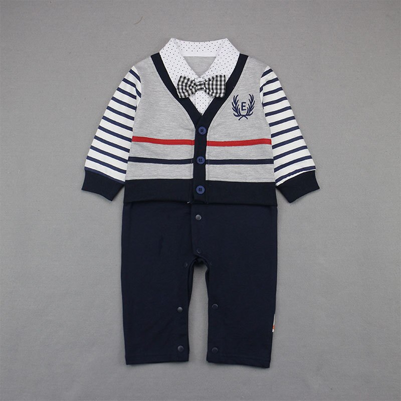 Baby Jongens Rompertjes Jumpsuits Pasgeboren Baby Gentleman Strikje Kleding Baby Jongens Kleding Set Zomer Baby Volledige Mouw Jumpsuits