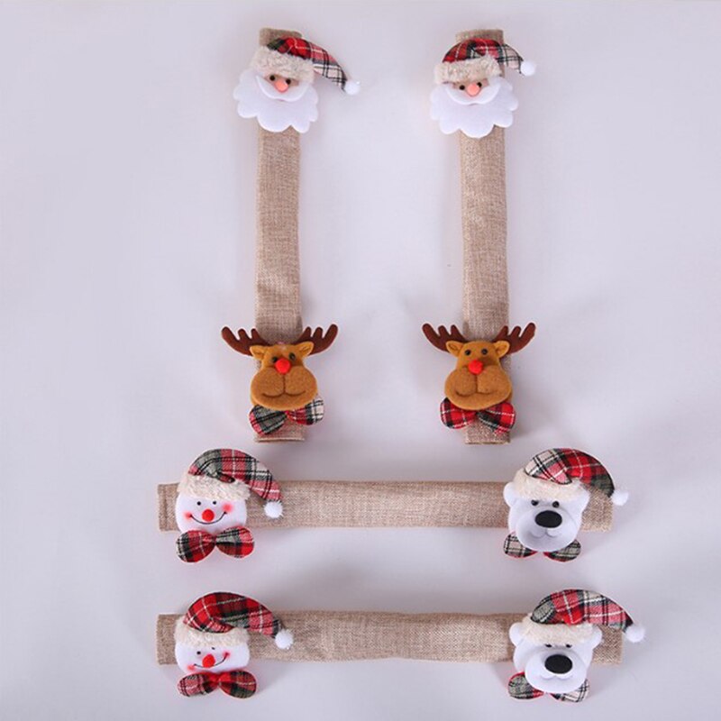 Tirador de nevera cubierta de Navidad manoplas para horno o microondas de nevera guantes refrigerador horno cubierta de protección de la decoración de la Navidad