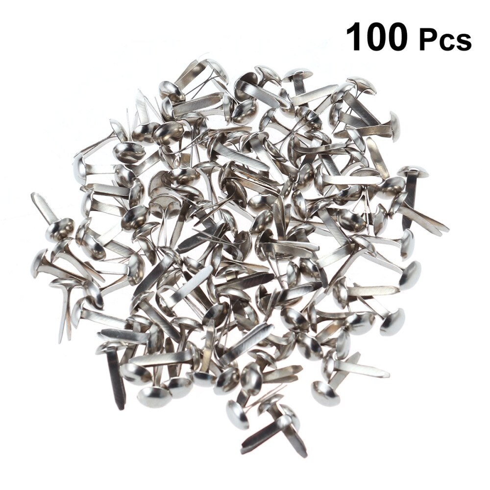 100 Pcs Mini Brads Diverse Kleuren Ronde Brad Pastel Brads Voor Scrapbooking Ambachten Maken Stempelen En Diy-8x20mm: Silver