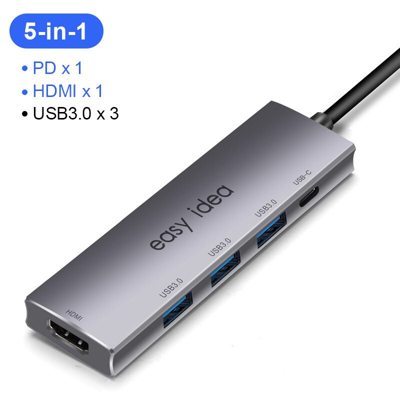 Usb C Hub Type C Hub Adapter Multi Usb 3.0 Splitter USB-C Hub Hdmi Vga Poort Meerdere Usb 3.1 Hab expander Voor Macbook Pro: 5 in 1