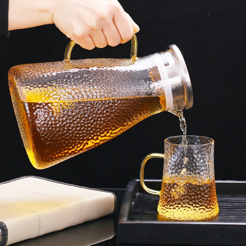 Household Cold Water Pot Heat-Resistant Kerman Fire Cooking Glass Kettle Explosion-Proof Jug Hanging  Cold Boiled Water Large-Vo
