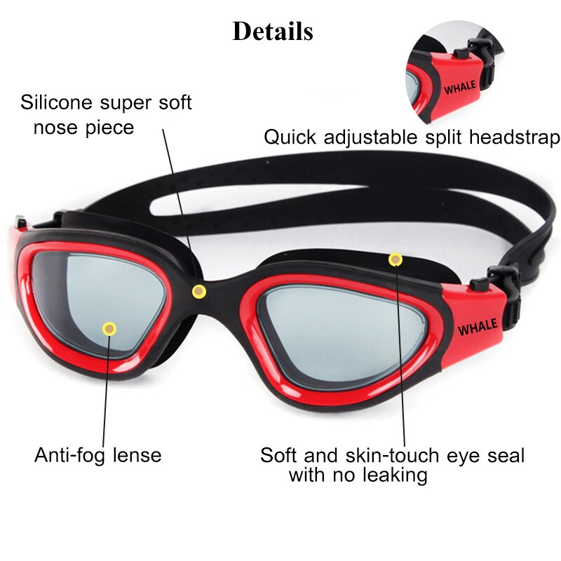 Klar linse svømmebriller voksen anti-tåge uv-beskyttelse til mænd kvinder vandtætte justerbare silikone svømmebriller i poolen
