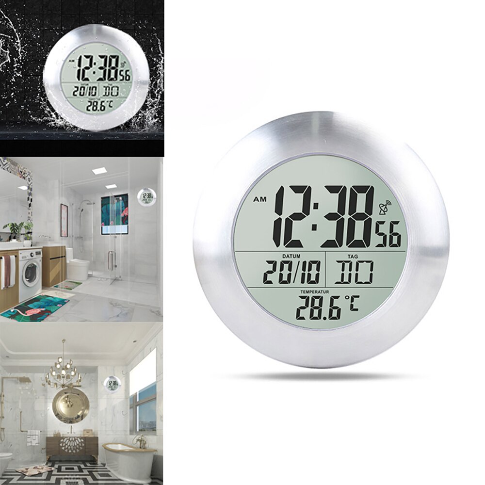 Digital Wall Clock Shower Bathroom Suction Mount Clock With Thermometer Waterproof Suction Cup Installation Bathroom Clock